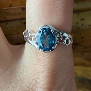 Natural London Blue Topaz Sterling Silver Ring Size 8